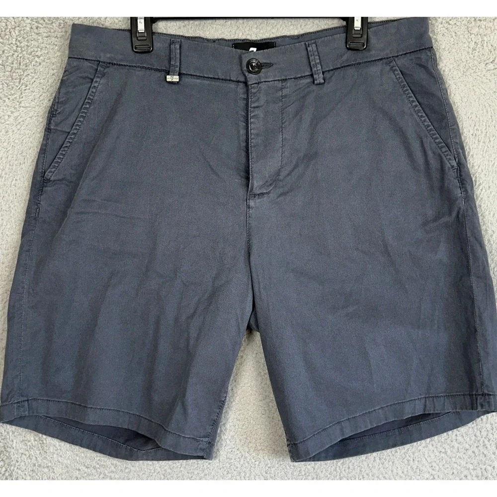 7 For All Mankind Shorts Mens 36 Twilight Blue Slim Fit Slimmy Chino Stretch EUC
